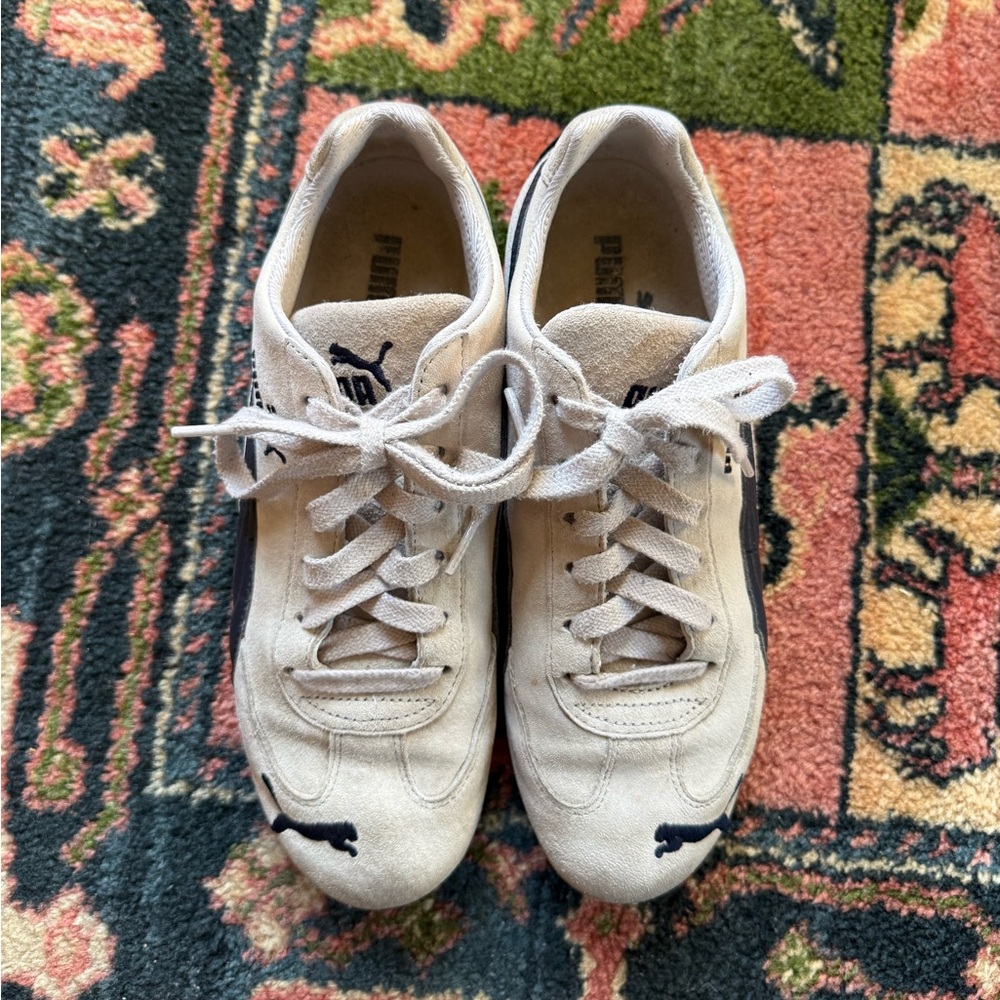 Vintage RARE Puma Speedcat suede Sneakers gray / navy blue sz 8.5 / 39 - Picture 2 of 16